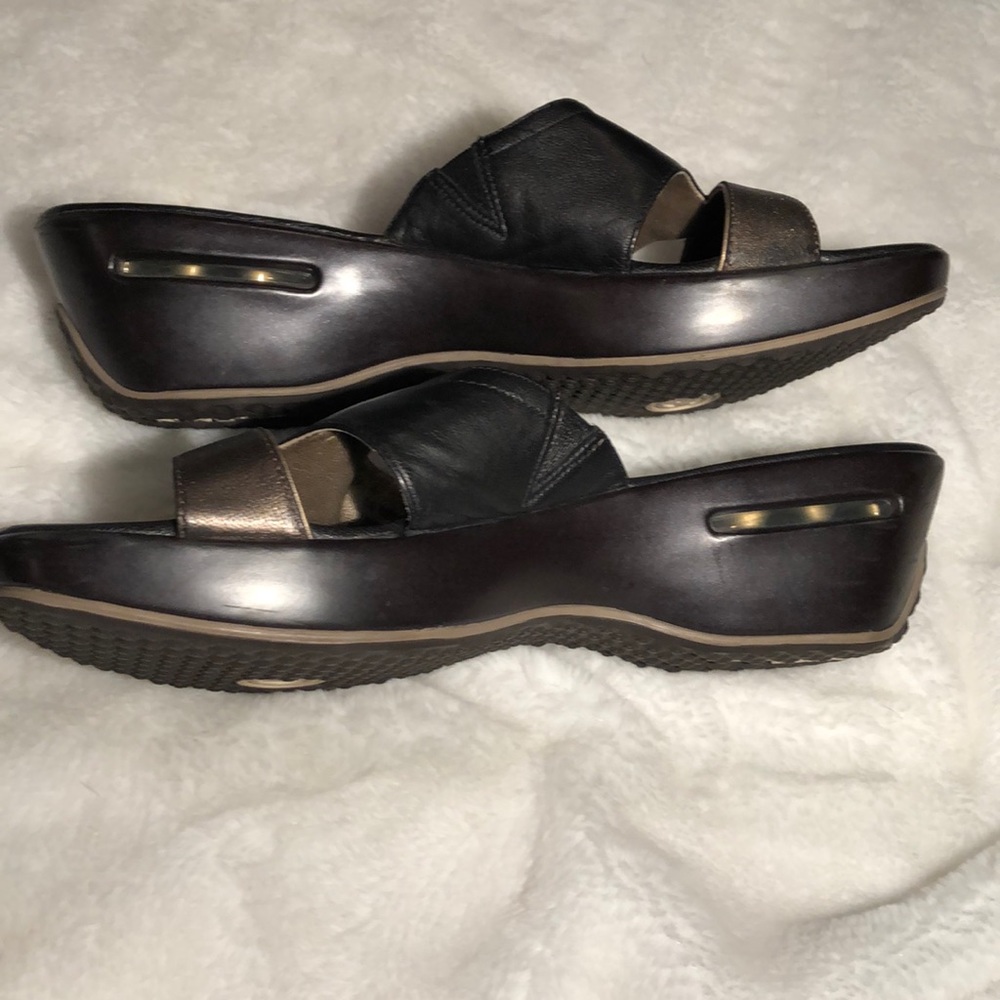 Cole Haan with Nike Air wedge slide sandal 9 1/2 black and bronze - Picture 3 of 6